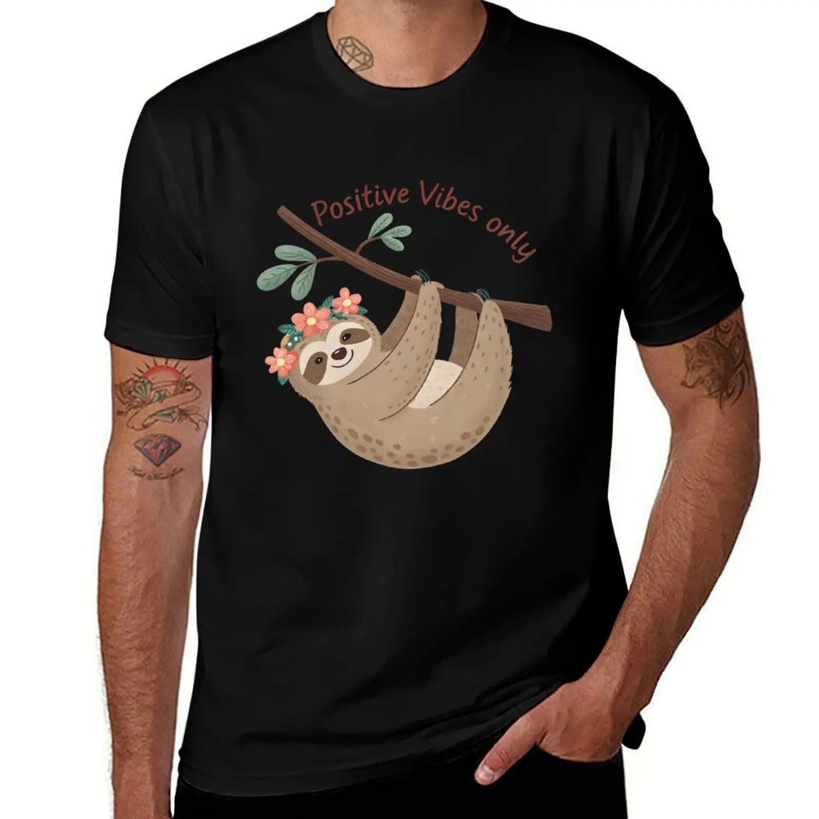 

Chill Sloth with Flower Crown T-Shirt oversizeds clothes for a boy anime shirt mens workout shirts