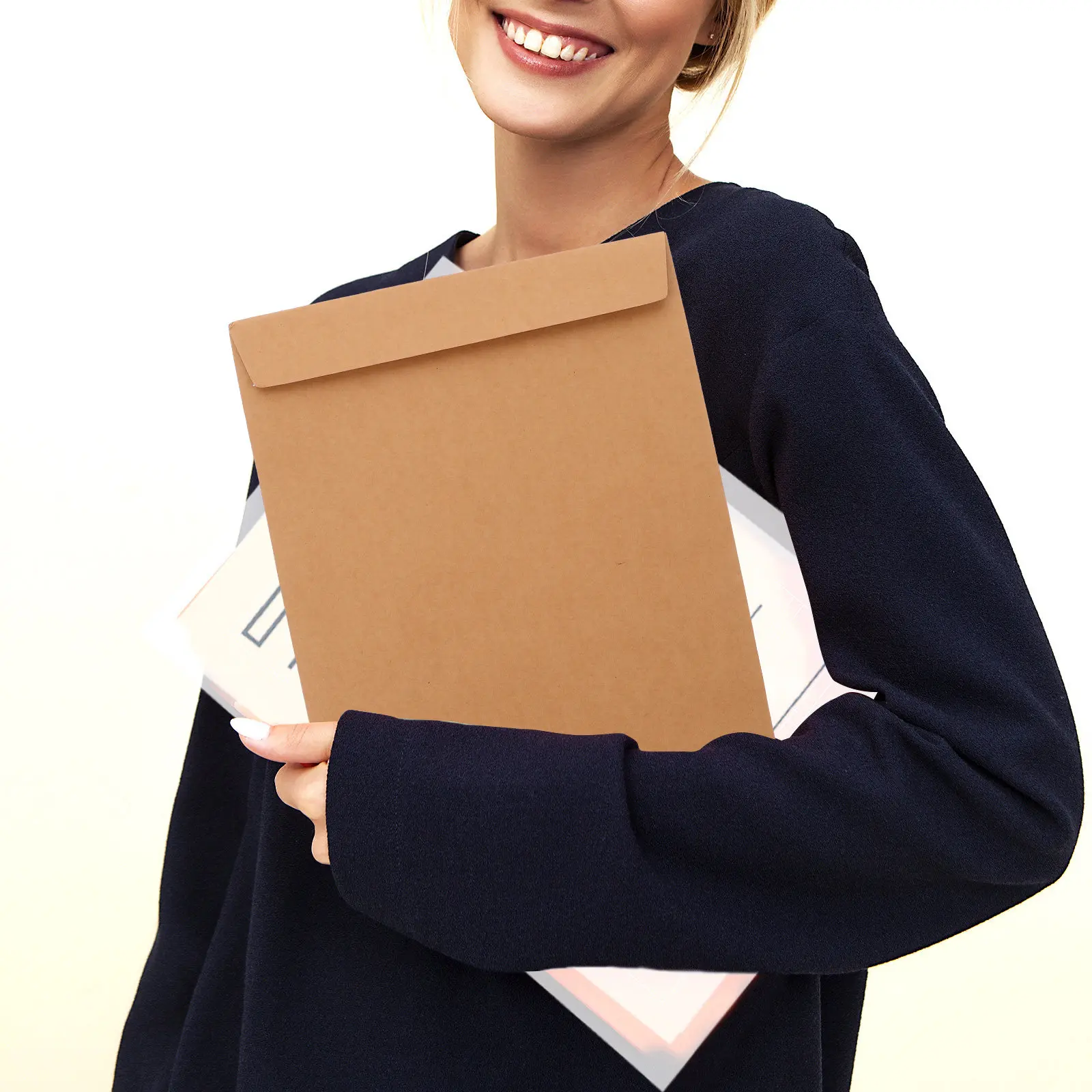 

5Pcs Brown Kraft Paper Bags for File Storage Document Envelope Shirt Packaging Gift Bag Retail Boutique Party Craft Merchandise