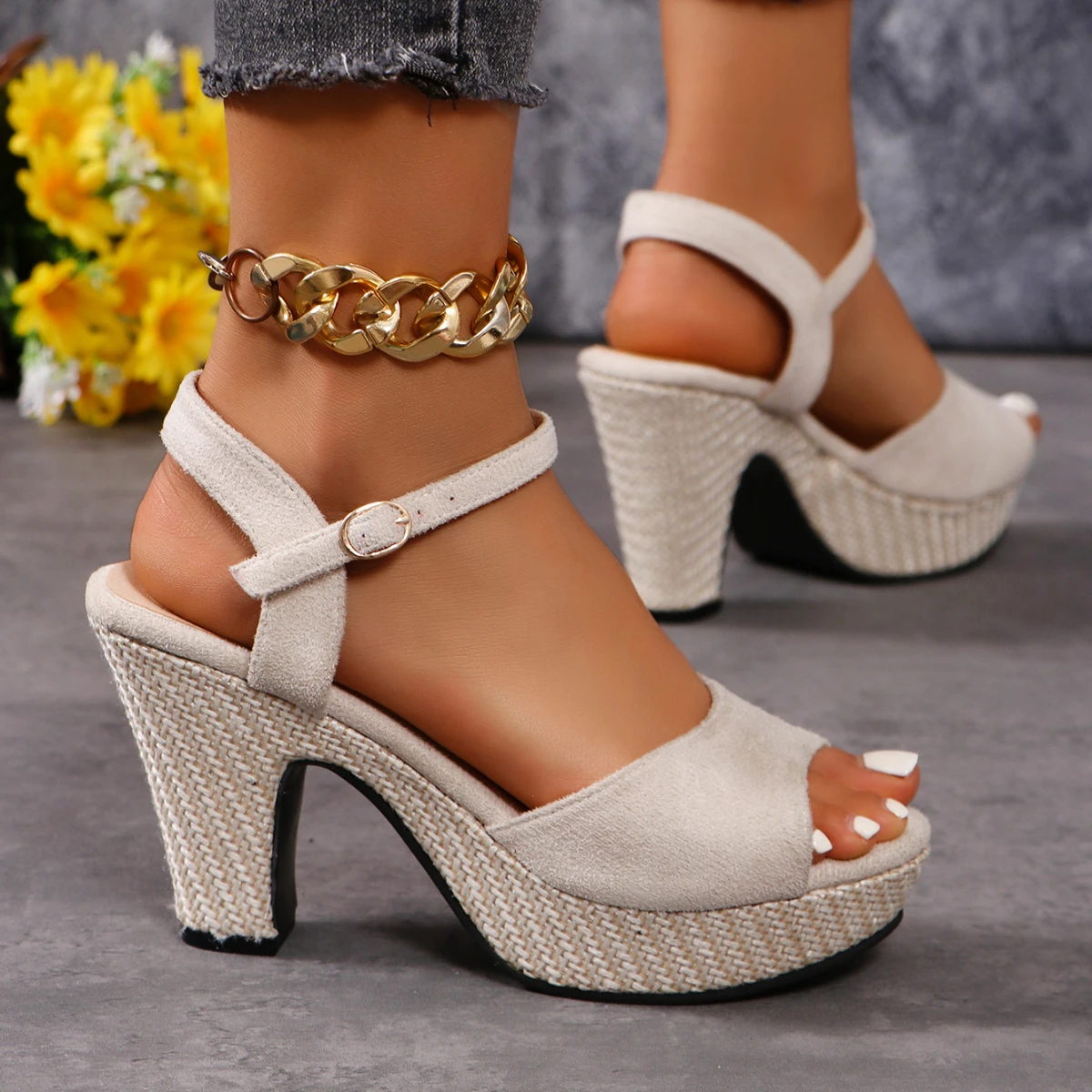 Woman Sandals Ankle Strap Buckle Platform High Heels Sandals Woman Summer Fashion Outdoor Wedges Shoes Women Sandalias De Mujer