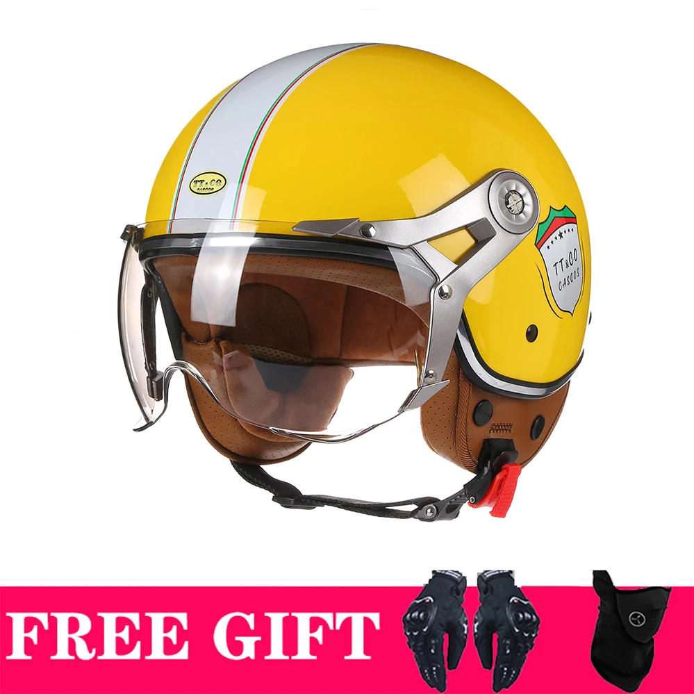 Open Face Motorcycle Helmet Fashion Retro Men Women Chopper Vintage Casque Capacete De Moto Scooter Motorbike Casco DOT Approved