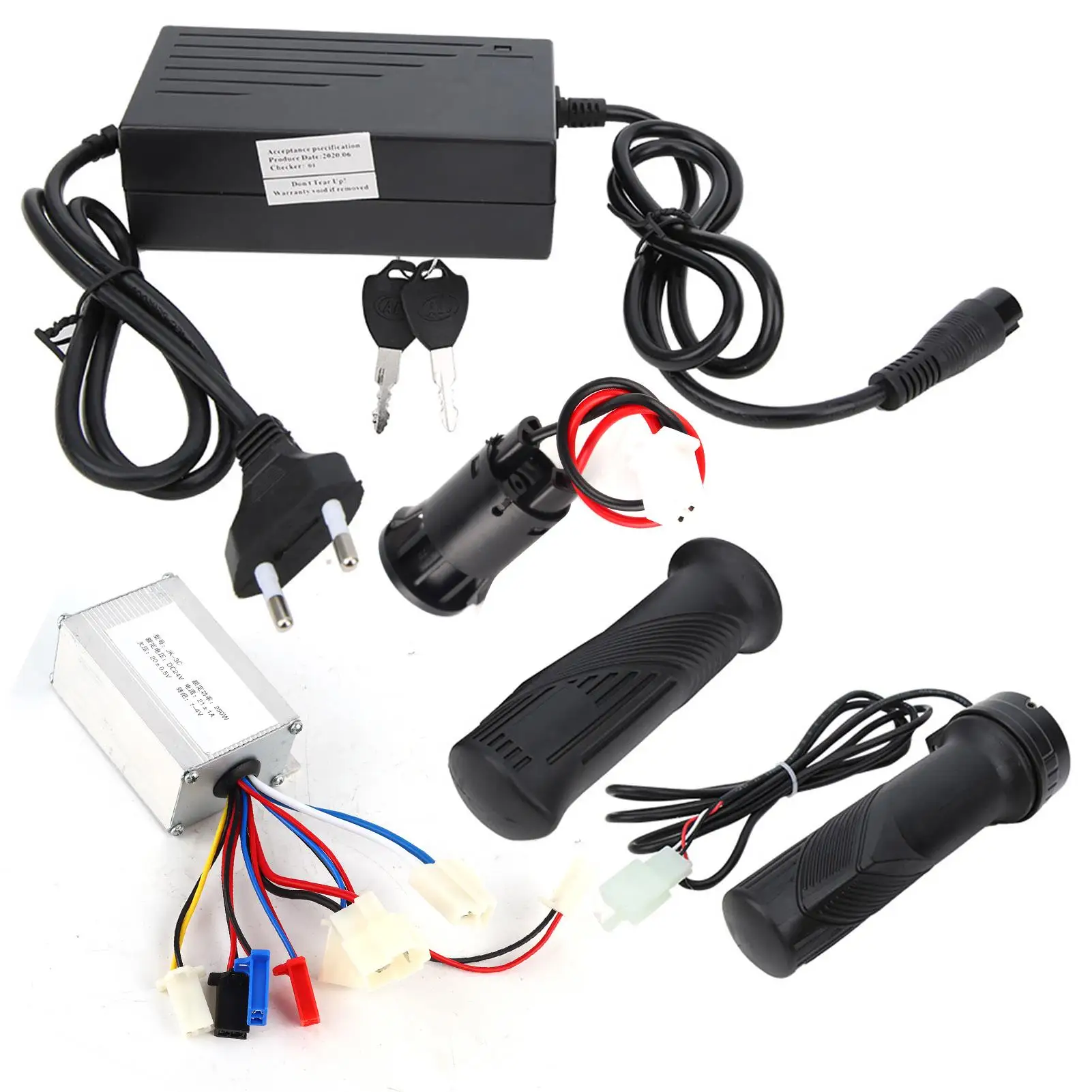 24V 250W Electric Scooter Motor Controller Kit with EU Charger & Lock - Complete Accessories