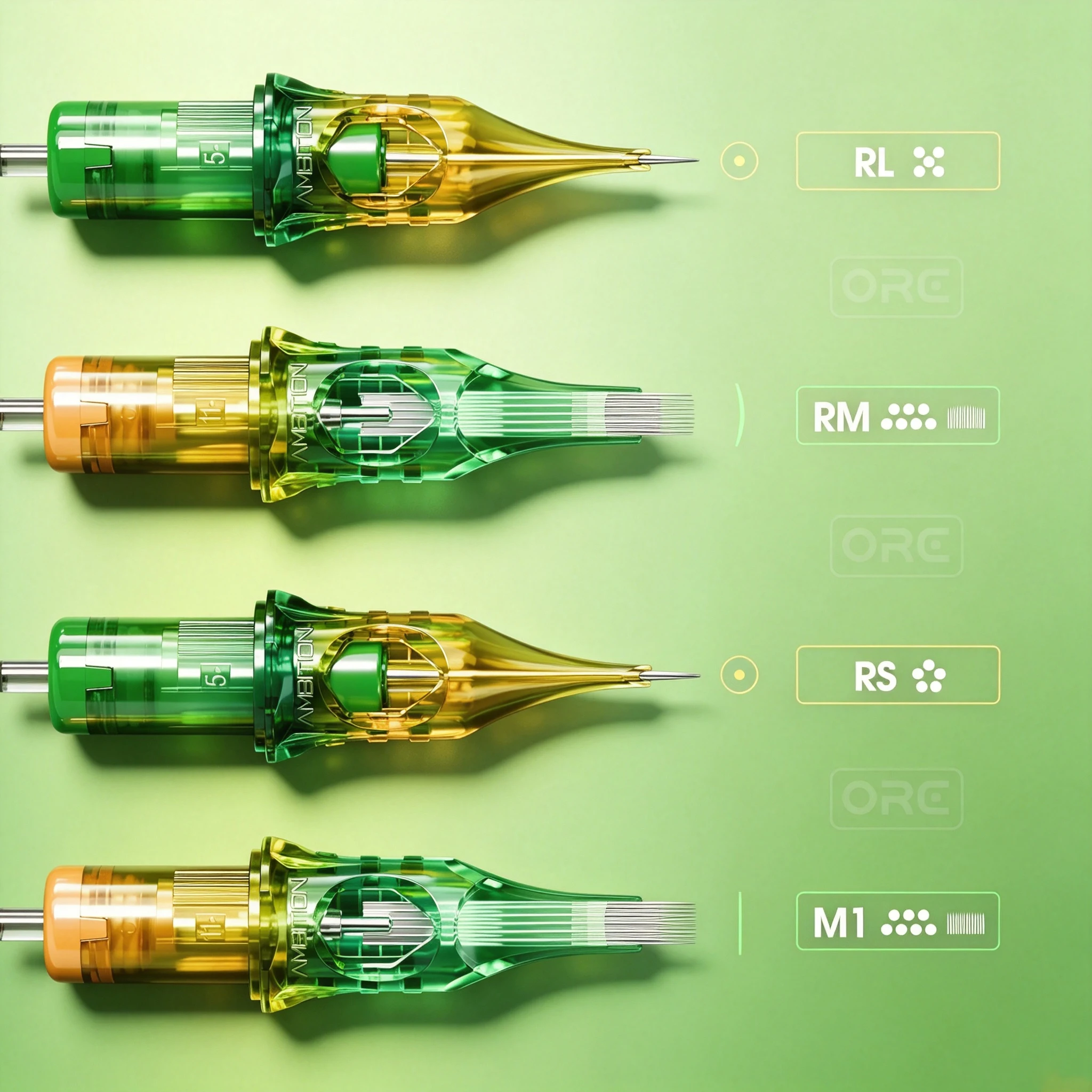 Ambition ORE 20PCS Tattoo Cartridge Needle RL RM M1 Mix Round Liner Shader Curved Magnum SMP Tattoo Machine Ink Cartridge Supply