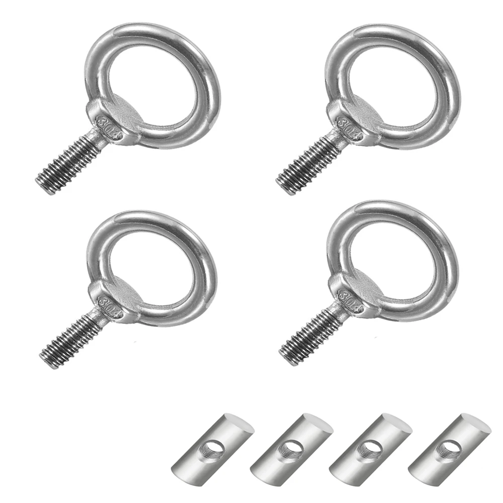 Track Mount Tie Down Eyelet,M4 Lifting Eye Nut,304 Stainless Steel,for Boat RV Caravan Camper Awning,Kayak Track (4 Pcs)