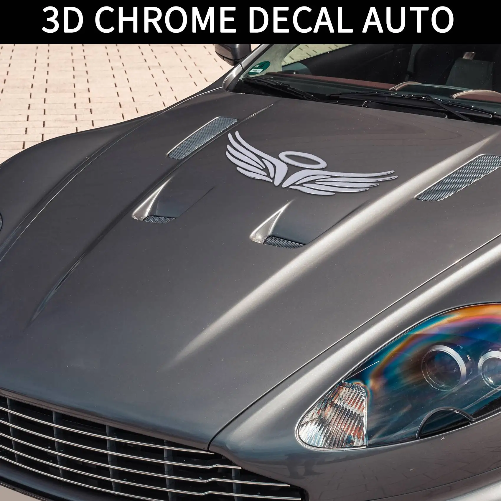 3D Chrome Angel Wing Sticker decalcomania Auto Car Emblem decalcomania decorazione colore argento