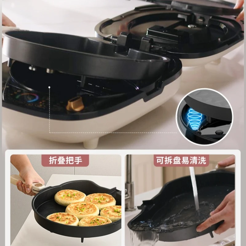 Электрическая блинница Liren, двухсторонний нагрев, новая модель, съемная утолщенная многофункциональная сковорода с антипригарным покрытием