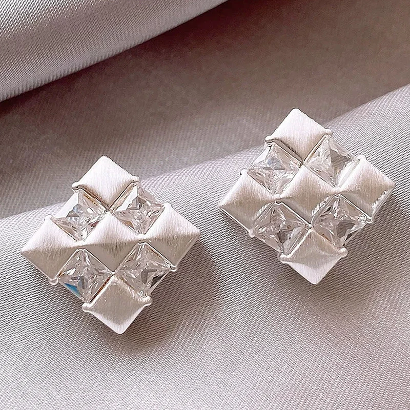 GANPUP Exquisite Quadratische Netz-Zirkonia Ohrstecker für Damen, Modischer Neuer Schmuck, Geschenk für Partys – Detail 5