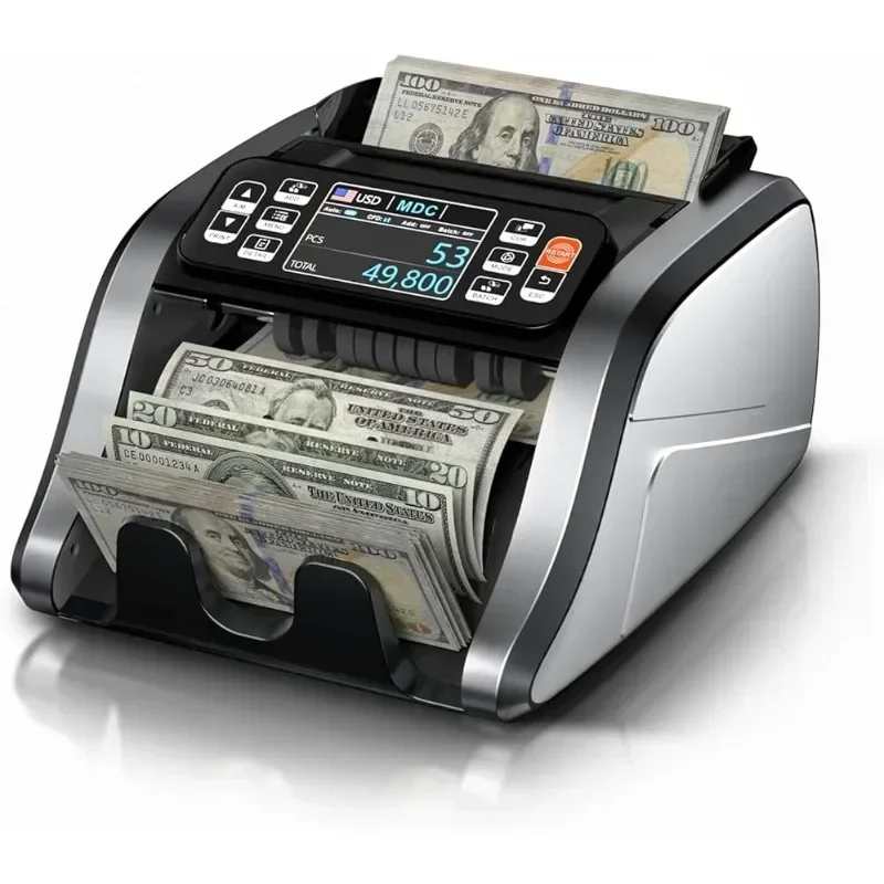 home.Mixed Denomination Money Counter Machine,Value Counting,UV/MG/IR/DD Counterfeit Detection,3.5