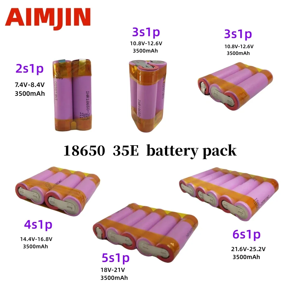 

18650 rechargeable battery 35E 3.7V 3500mAh 2S 3S 4S 5S 6S Lassen Battery