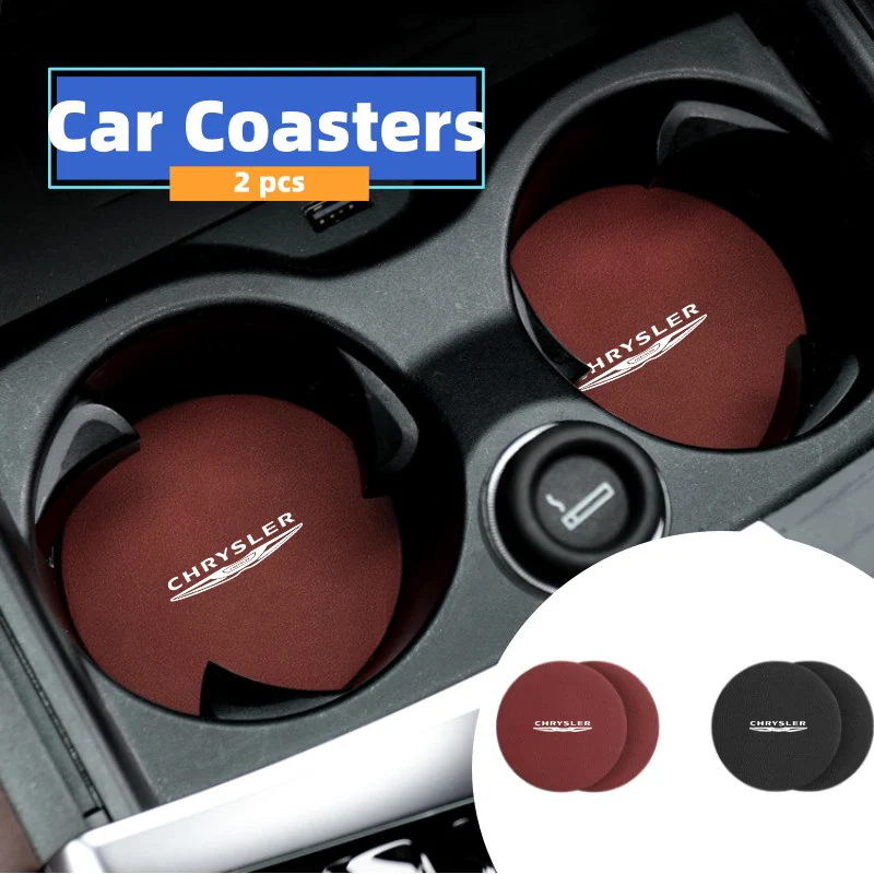 2Pcs Car Coaster Water Cup Holder Pad Non-Slip Mat Accessories For Chrysler Voyager Pacific Crossfire Sebring Android Aspen