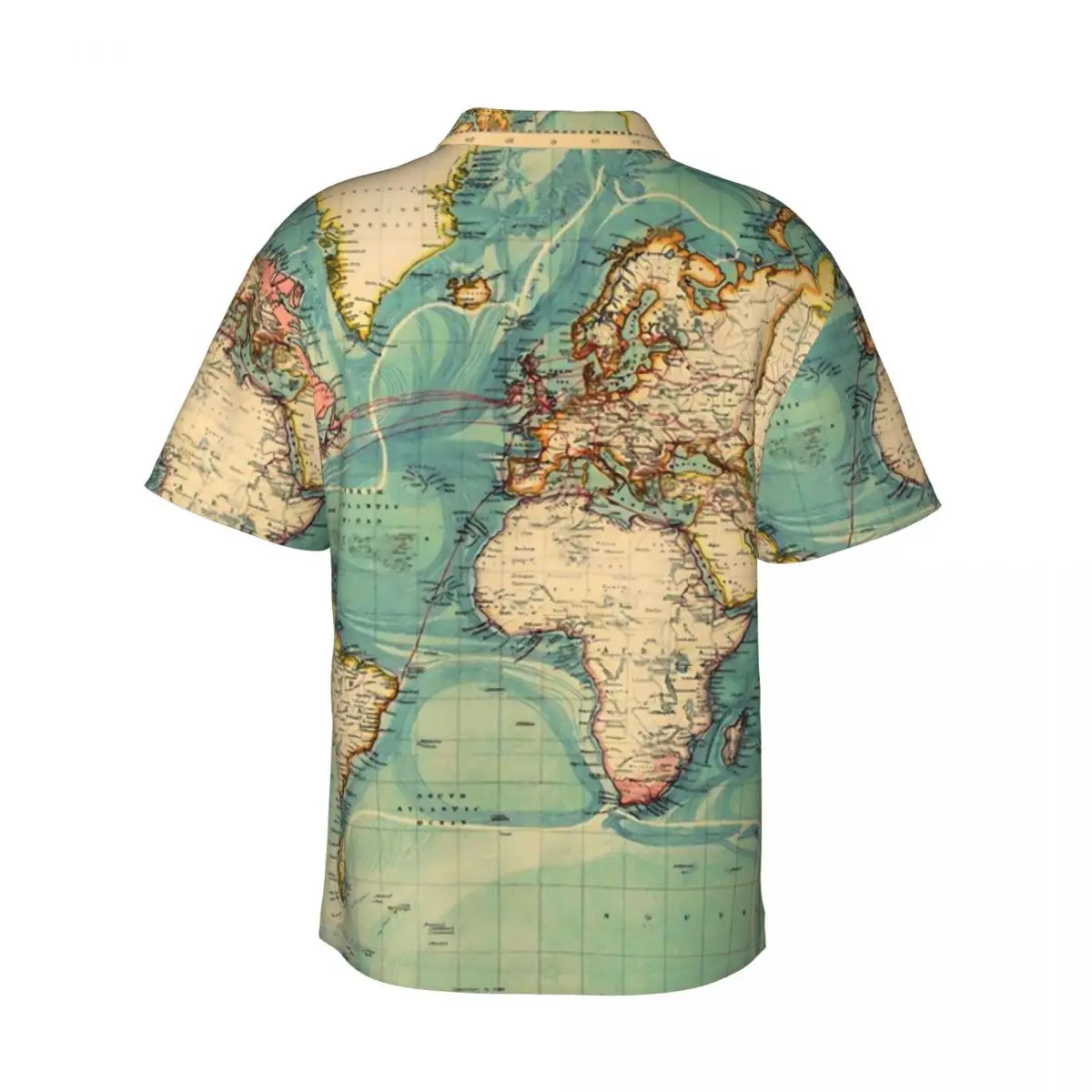 World Map Vacation Shirt Man Vintage Map of The World 1883 Casual Shirts Hawaiian Short Sleeves Design Elegant Oversized Blouses