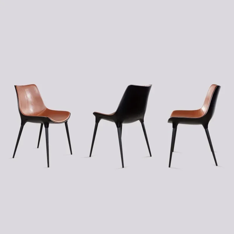 

Modern simple conference leisure chair household light luxury leather dining chair restaurant study chair