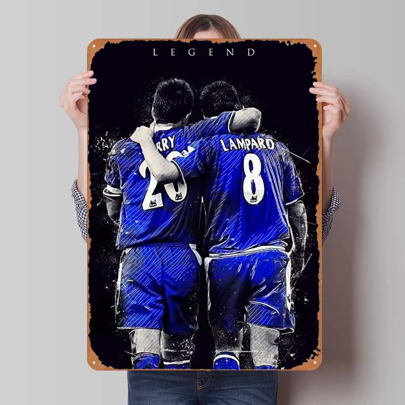 Terry and Lampard Tinplate Sign Sports Poster Coffee Corner Metal Sign Plaque for Wall Art Decoration Gamer Room Decoration Man