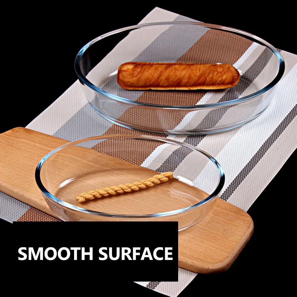 

1Pcs Clear Borosilicate Glass Pizza Plates Heat Resistant Baking Tray Multiuse Oven Microwave Easy Clean Healthy