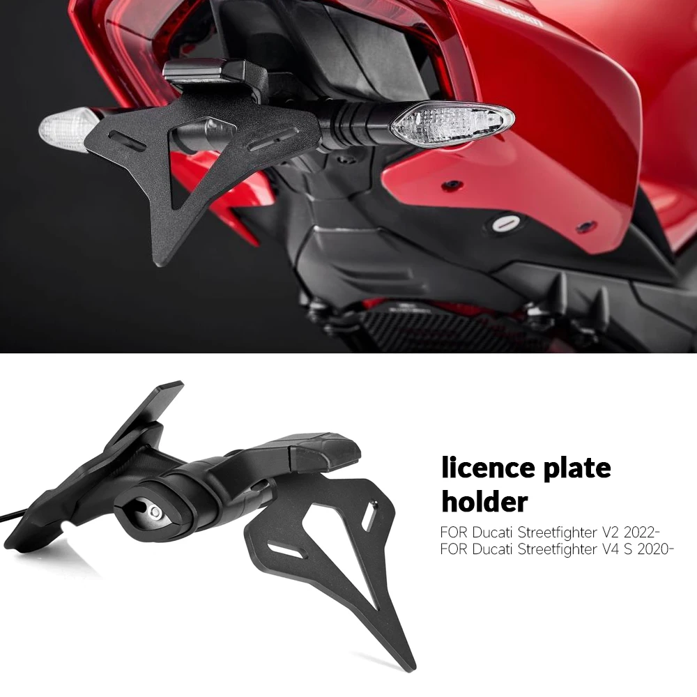 

Motorcycle Rear Short Tail Stock License Plate Holder Tailstock Frame Bracket For Ducati Streetfighter V2 2022- & V4 S V4S 2020-