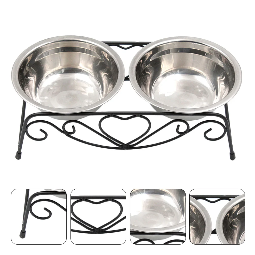 

1Set Stainless Steel Pet Bowl Elevated Feeder with Iron Stand for Small Dogs Cats Comfortable Dining Experience