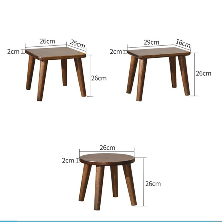 Solid Wood Retro Small Stool Living Room Home Leisure Chair Simple Easy Installation Small Stool