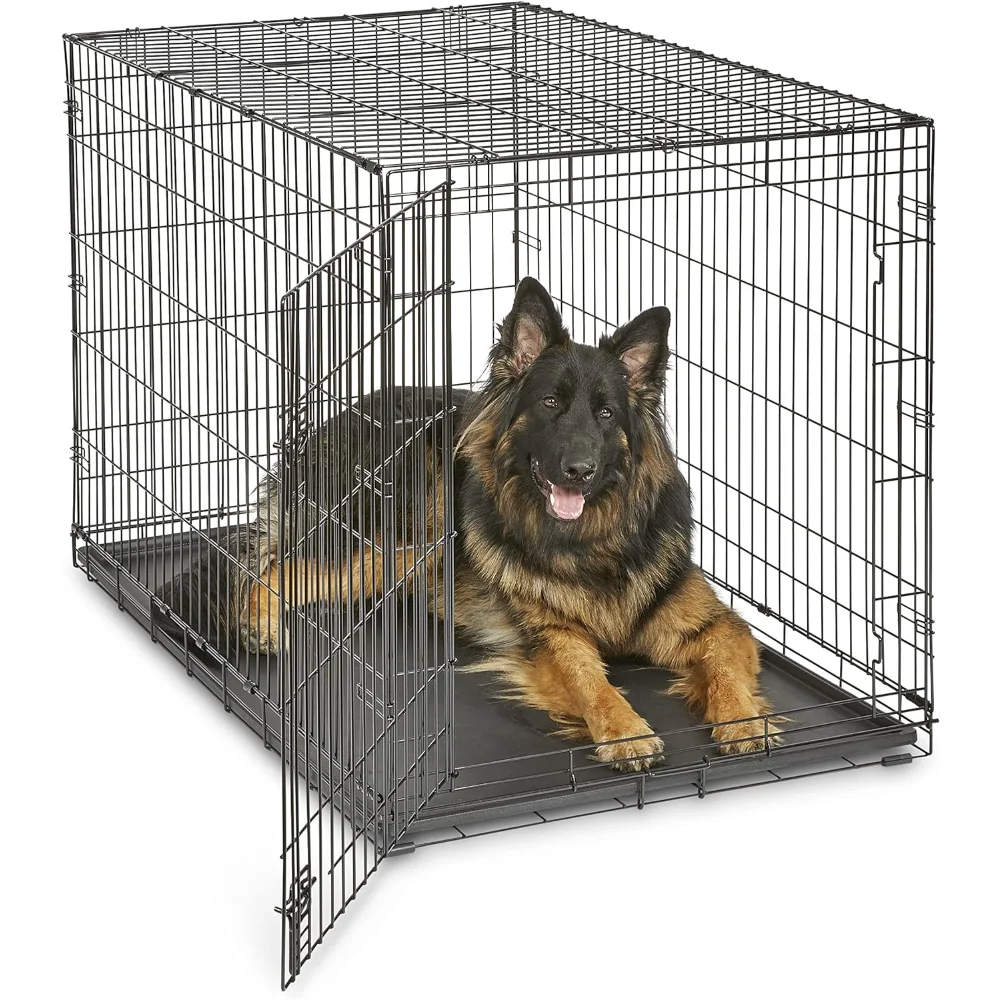 Enhanced Single Doo Dog Crate, Includes Leak-Proof Pan, Floor Protecting Feet, & New Patented Features, 48 Inch