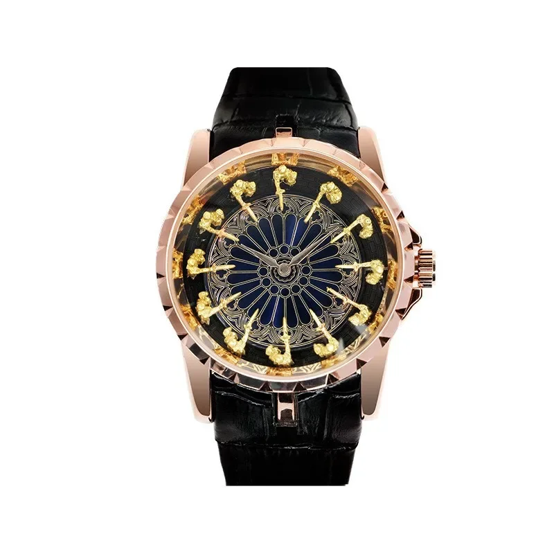 Fashion Designer Knights Figurines Hour Markers Watch. Excalibur Knights of The Round Table Leather Strap Mens Quartz Wristwatch