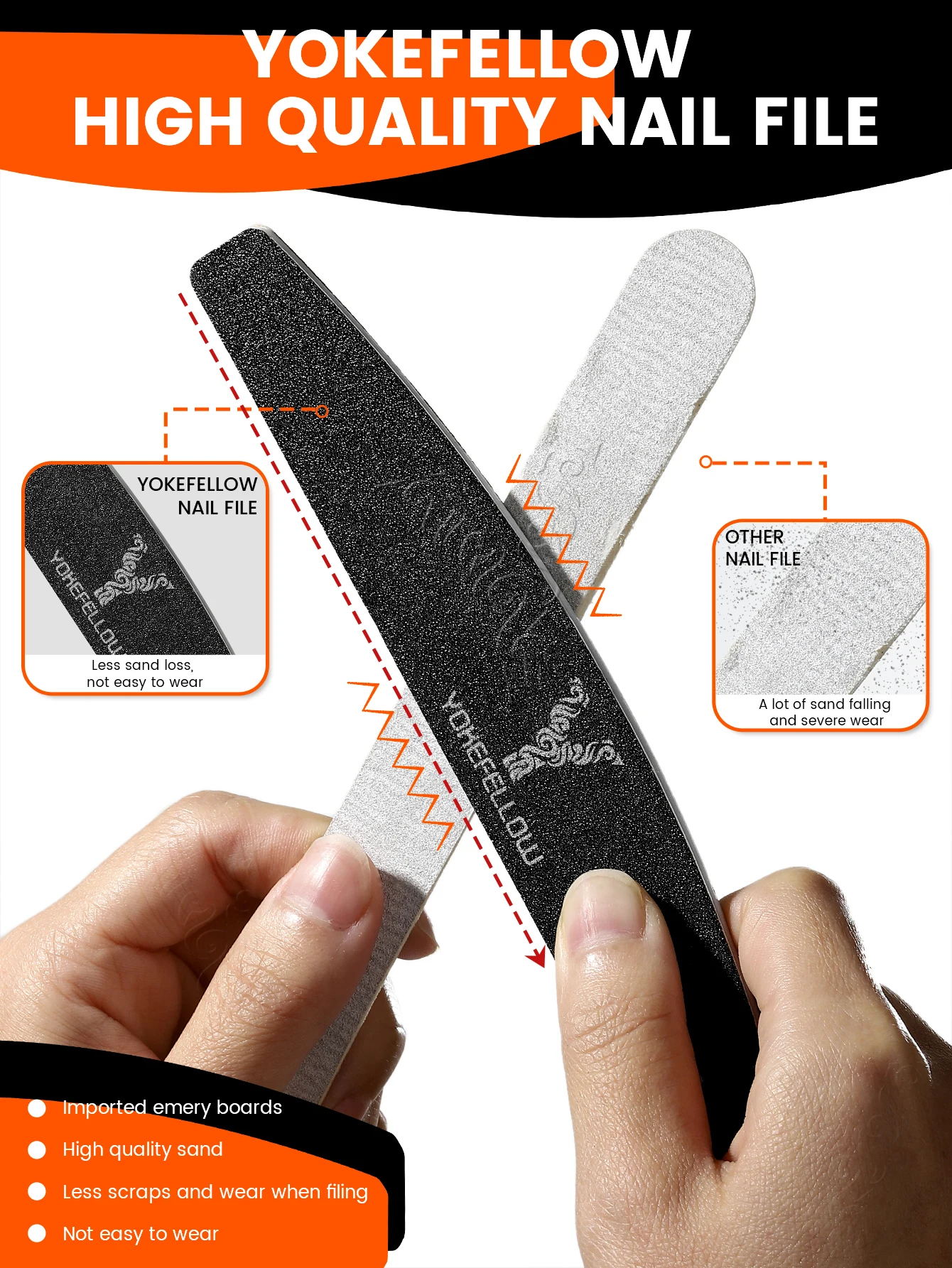 10 قطعة ملف الأظافر المهنية مبرد أظافر ورق الصنفرة السوداء قوي مستقيم زاوية الليمون 100/180 التلميع الرملي الملفات للتقليم #6