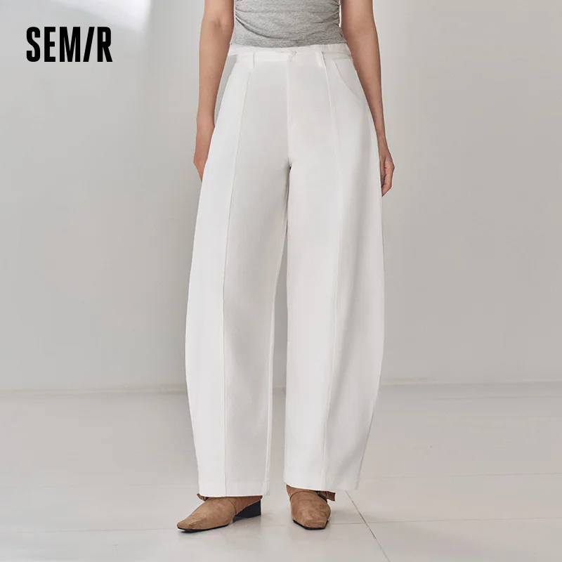 Semir Women Pants Panel Center Seam Curved Barrel Leg Loose Retro Casual Style Autumn Trousers Street Wear 2026