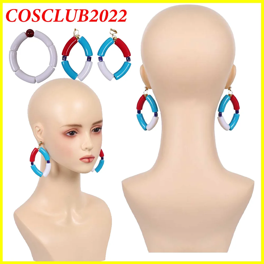 

Women Elena Cosplay Earrings Bracelet SF Game Fighter 6 Headgear Wristband Outfits Halloween Disguise Party Costume Accessories