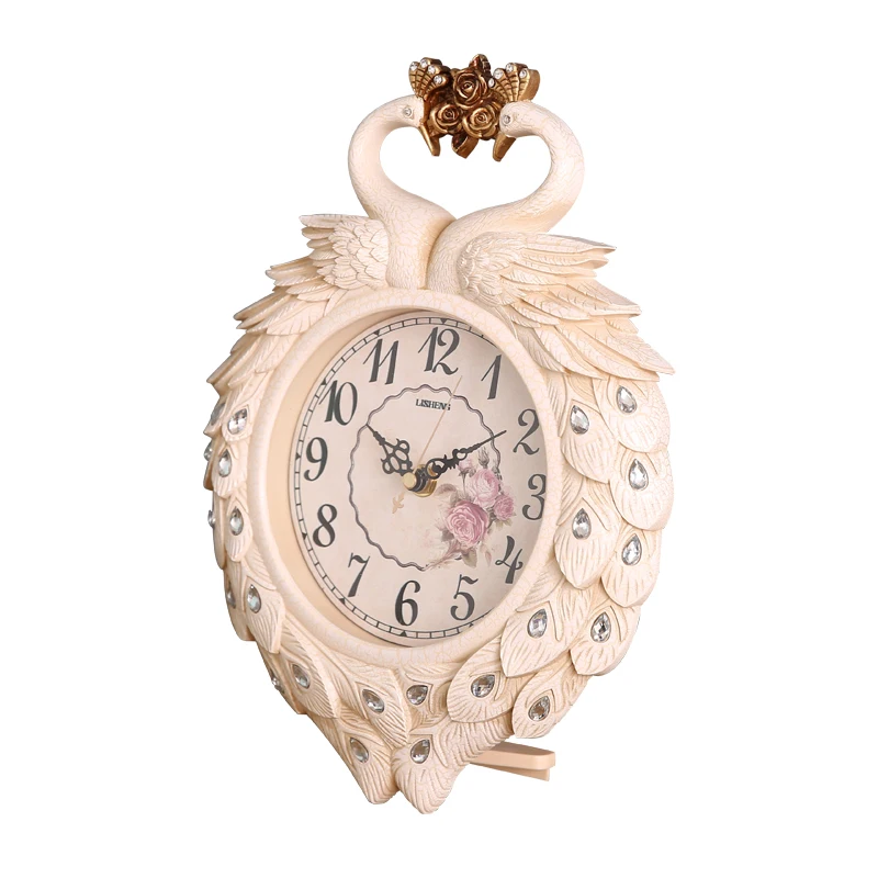 

European Rose Table Clock, Creative Living Room Mute Fashion Clock