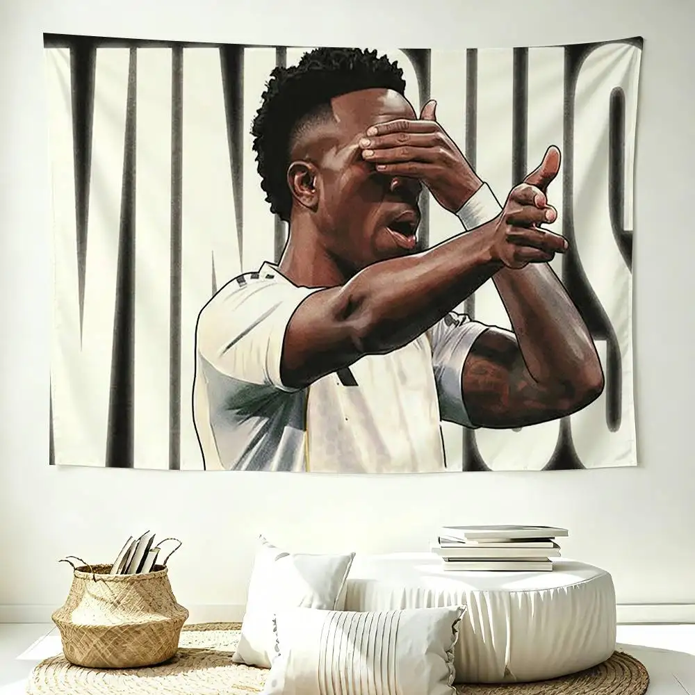 F-Football Star V-Vini Jr Flags Wall Hanging Background Art Banner for Bedroom Home Outdoor