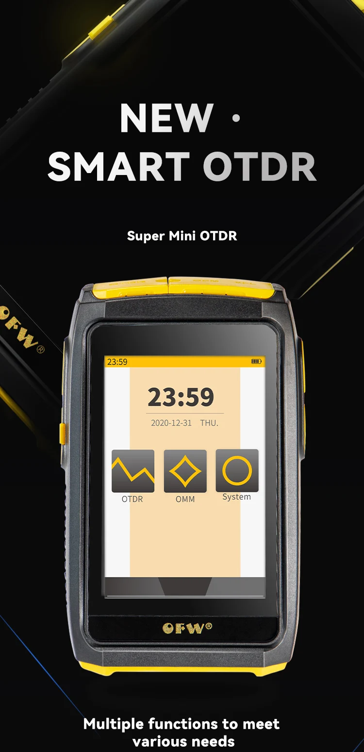 

OFW OTDR FWT-100 Active Fiber Live Test 1550nm 20dB 80KM Fiber Reflectometer otdr Touch Screen OPM VFL OLS Tester