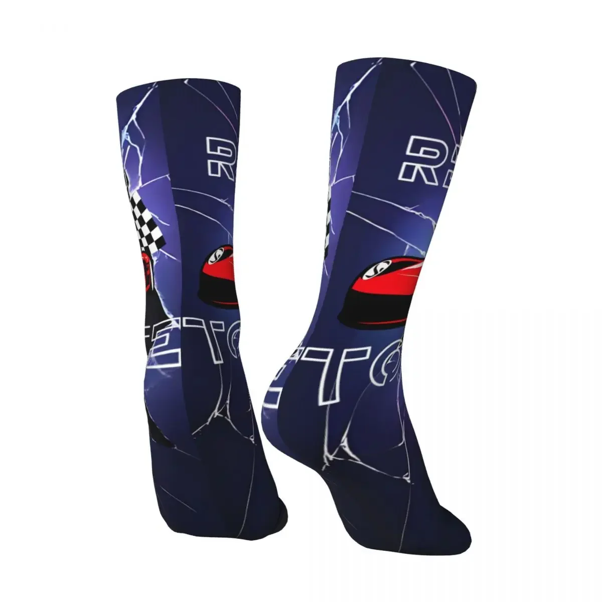 Retro Themed Men's compression Socks Unisex Ready To Race Street Style Pattern Printed Novelty Crew Sock