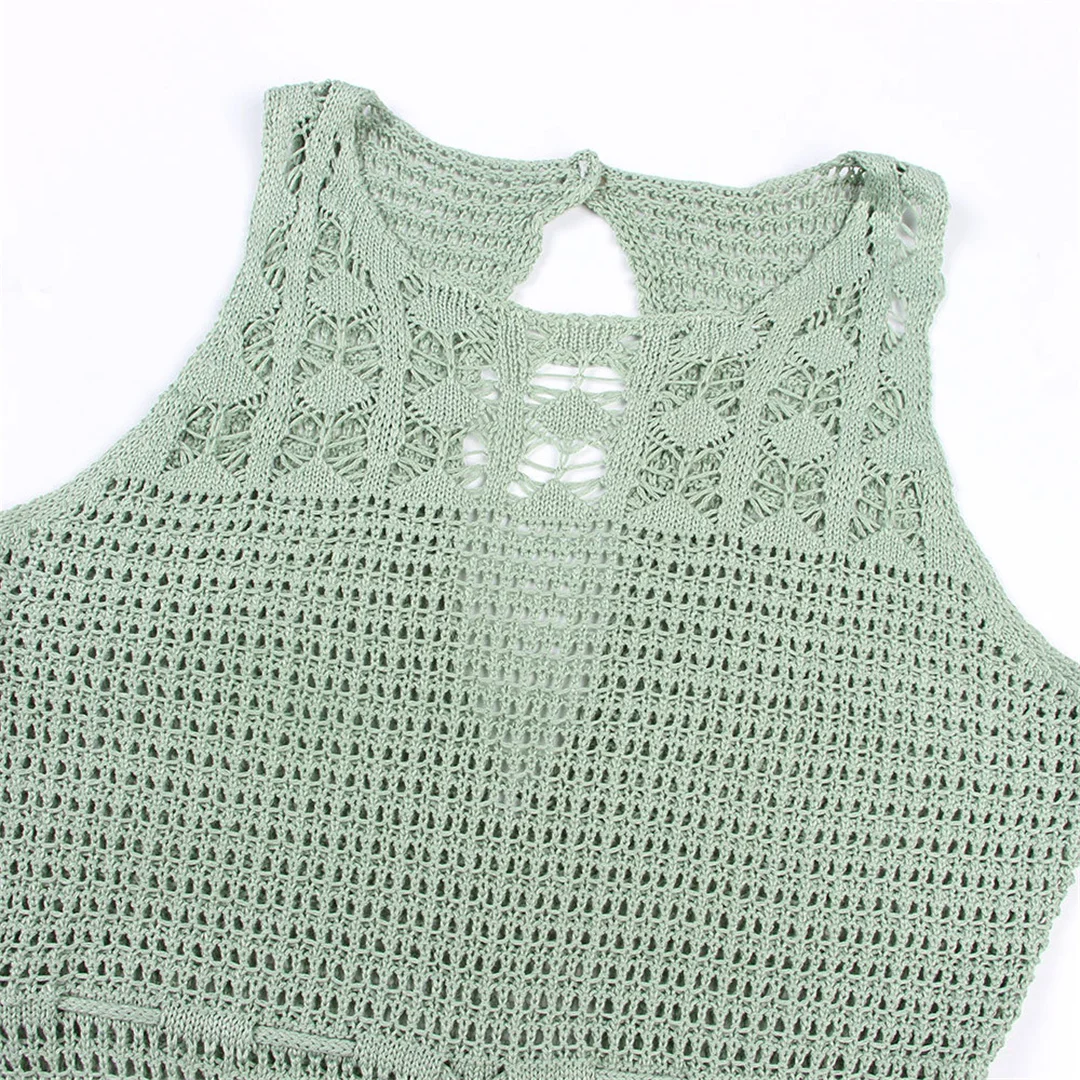 S-XL Sexy Ausgeschnittenes Fransen-Strickkleid, Häkel-Tunika, Strandkleid, Strandmode, Strandüberwurf, Damen V3802 – Detail 19
