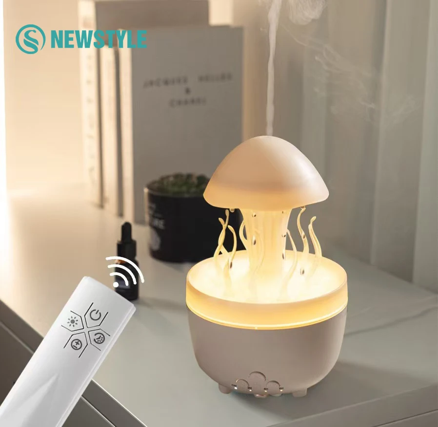 Creative Raindrop Jellyfish Aromatherapy Machine Large Capacity Water Tank Humidifier Essential Oil Diffuser Ambient Night Light