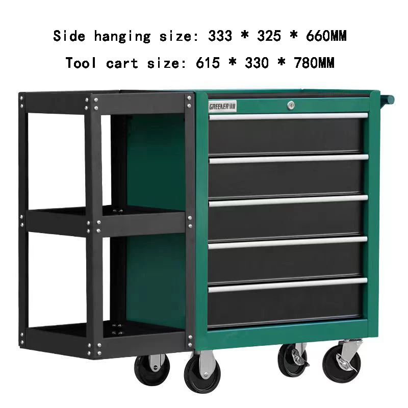 5 Drawers Auto Repair Tool Car Mobile Tool Cabinet Trolley Maintenance Workshop Parts Cabinet Iron Heavy Worker