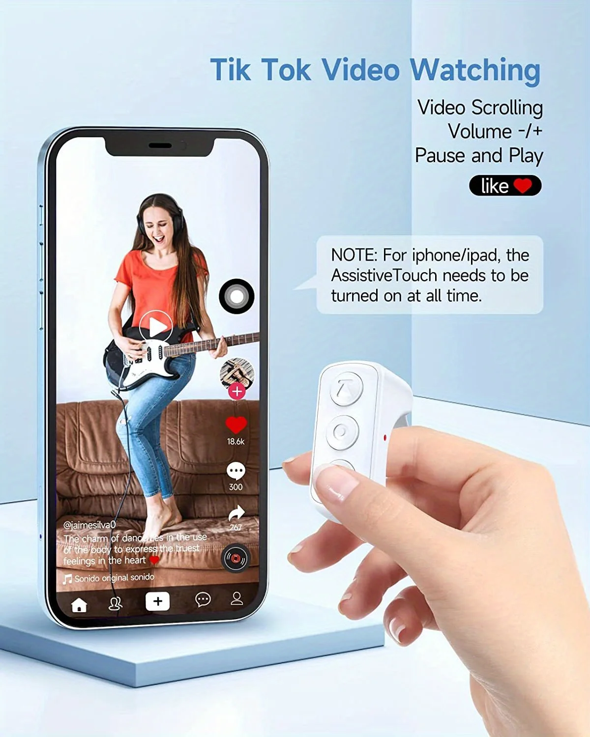 Bluetooth 5.3 Ring Wireless Remote Control for TikTok Photos for iPhone Samsung Huawei Videos Lazy Lying Down Control