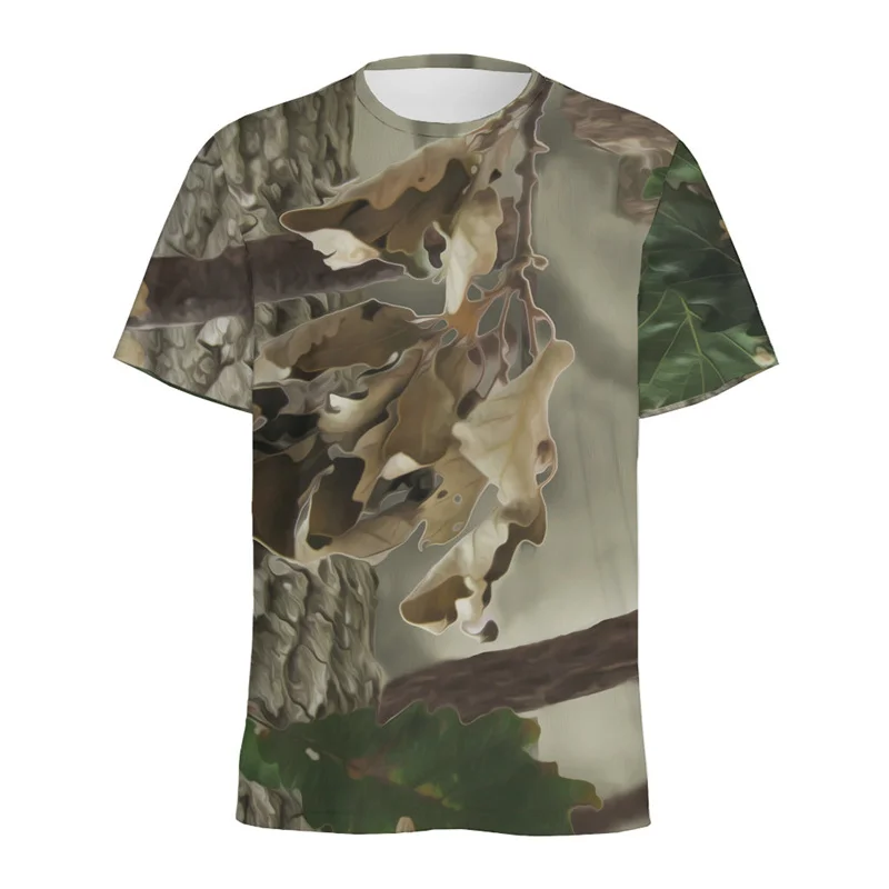 Hunting Camo 3D Printed T Shirt For Men Outdoor Camouflage Leaf Graphic T-shirt Street Tops Short Sleeve Cool Summer Tee Shirts