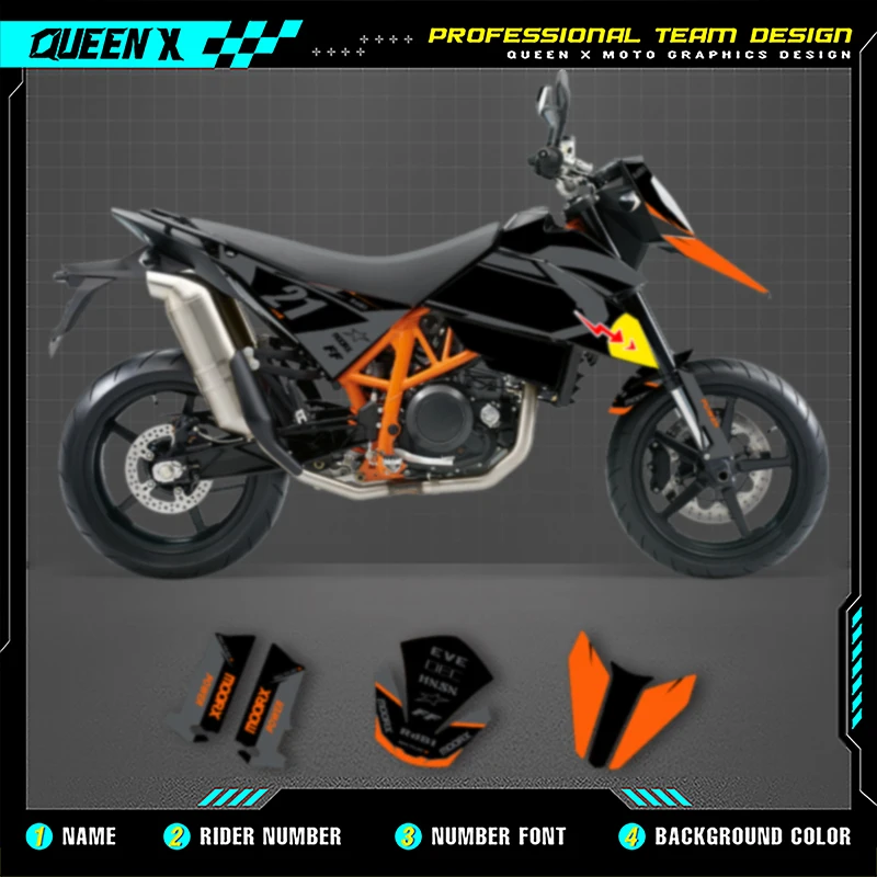 

Queen X MOTOR For KTM SMR690 R 2007 2008 2009 2010 2011 004 Motorcycle Graphics Background Decals Stickers Kit