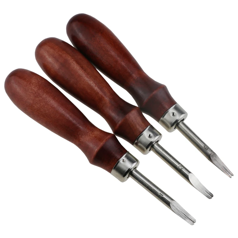 Leather Craft Tool 0.8/1.0/1.2 Wooden Handle Leather DIY Craft Hand Made Tools Leather Edge Beveler Tool