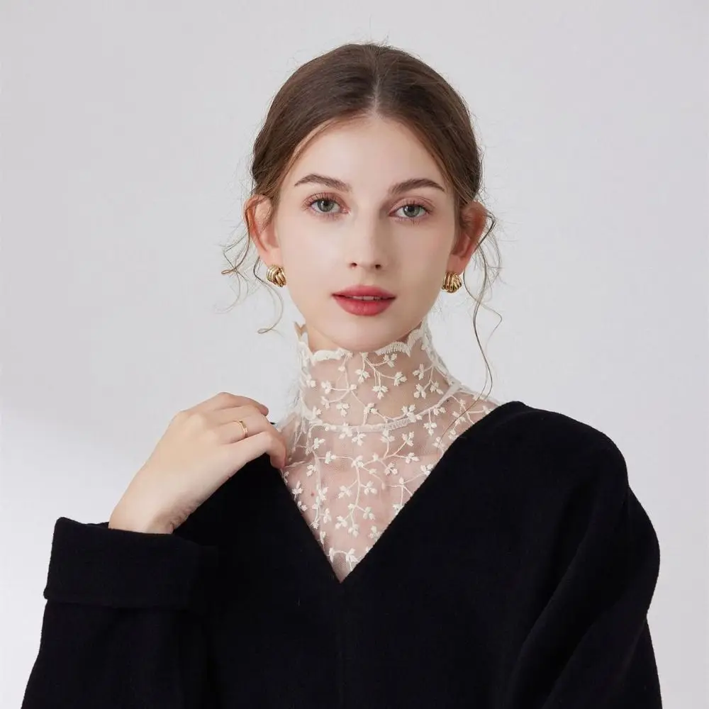 لطيف البتلة وهمية طوق أسود انفصال التلبيب كاذبة طوق الدانتيل كاذبة بلوزة سترة #4