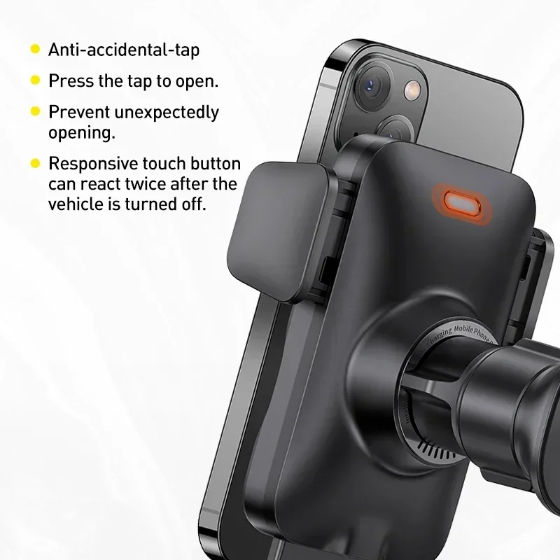 جديد! حامل هاتف السيارة المحاذاة التلقائية شاحن لاسلكي 15 واط ماكس تنفيس الهواء جبل لقط كهربائي لسامسونج آيفون Xiaomi