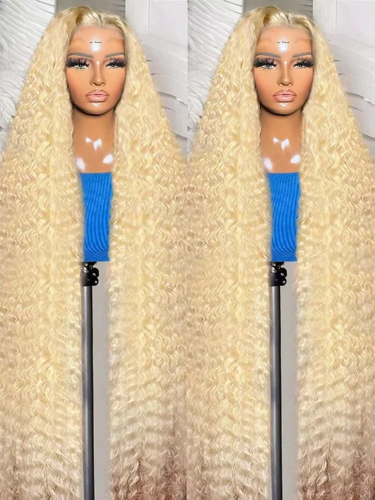 

613 Curly Honey Blonde Lace Front Human Hair Wigs 13x6 HD Lace Frontal Wig 250% Density Water Wave Transparent Lace Frontal Wig