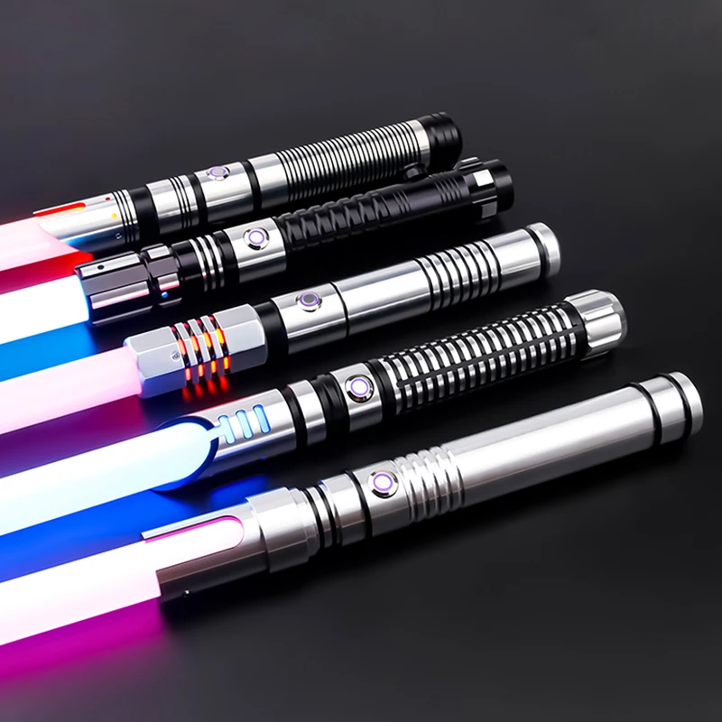 Metal Lightsaber Smooth Swing Heavy Dueling RGB Hilt FOC Blaster Toys Jedi Laser Sword Cosplay Toys For Kids