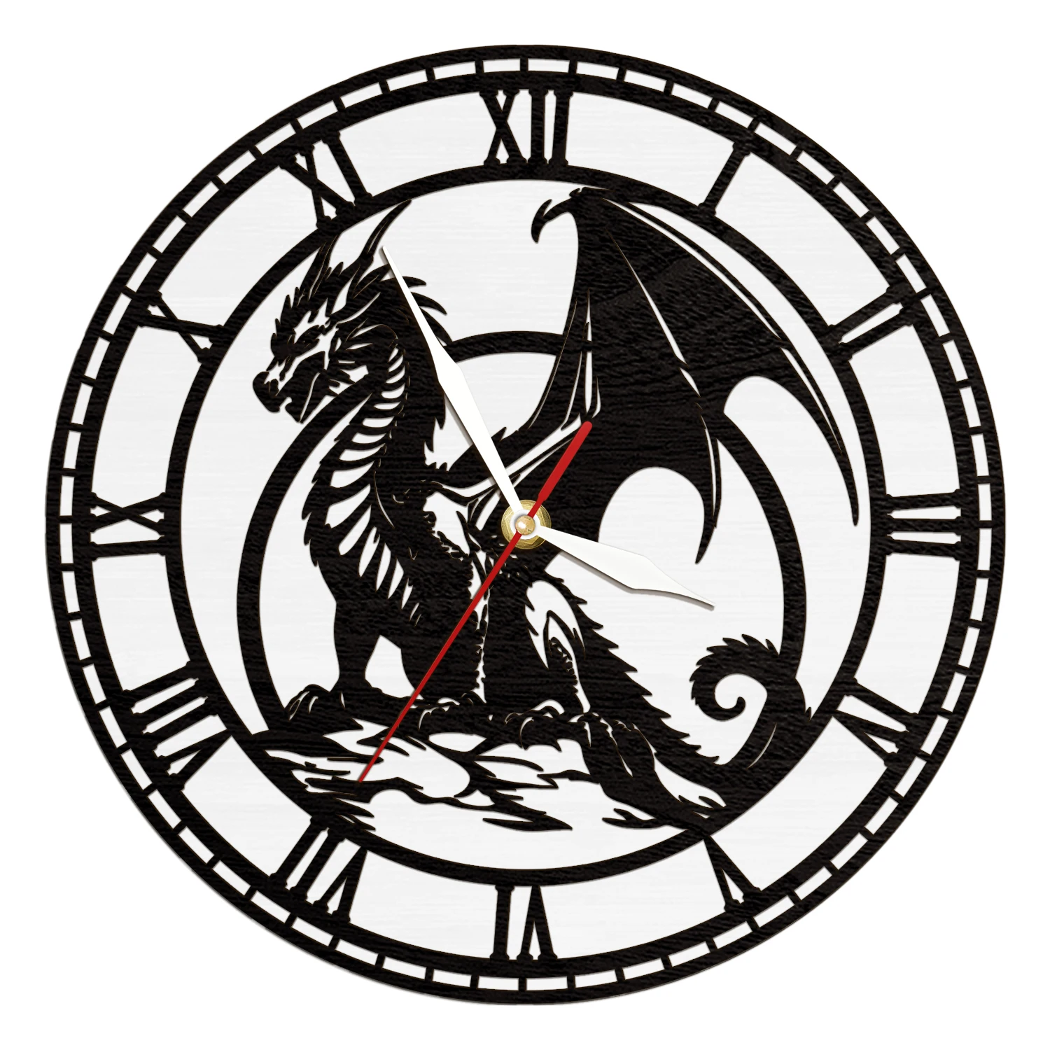 Mythical Dragon LED Lighting Wall Clock For Game Room Bedroom Fantasy Creature Silhouette Wall Clock Gothic Medieval Home Decor