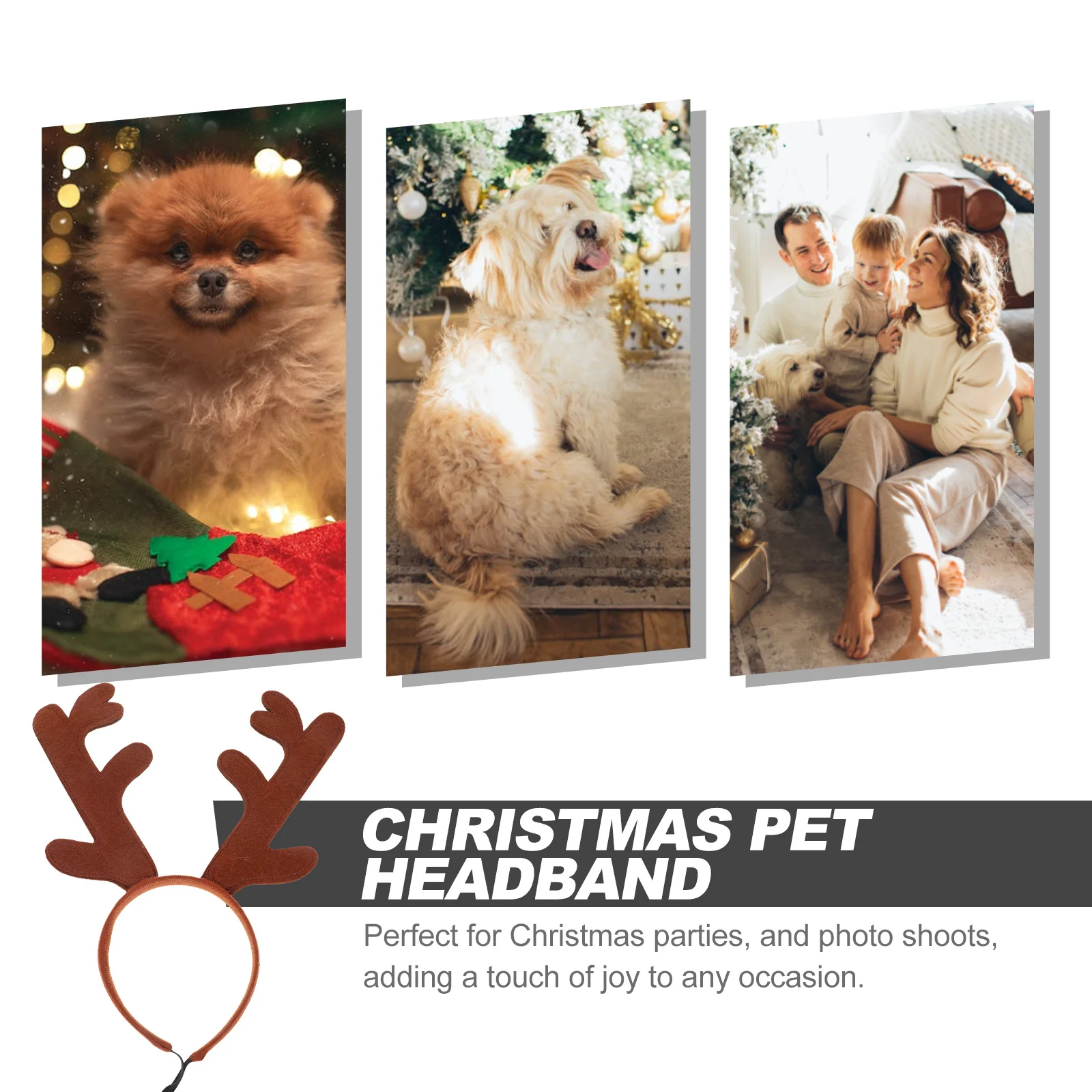 

Pet Christmas Headband Xmas Antler Hairband Adjustable Comfortable Lightweight Holiday Festival Pet Headwear Cosplay Headband