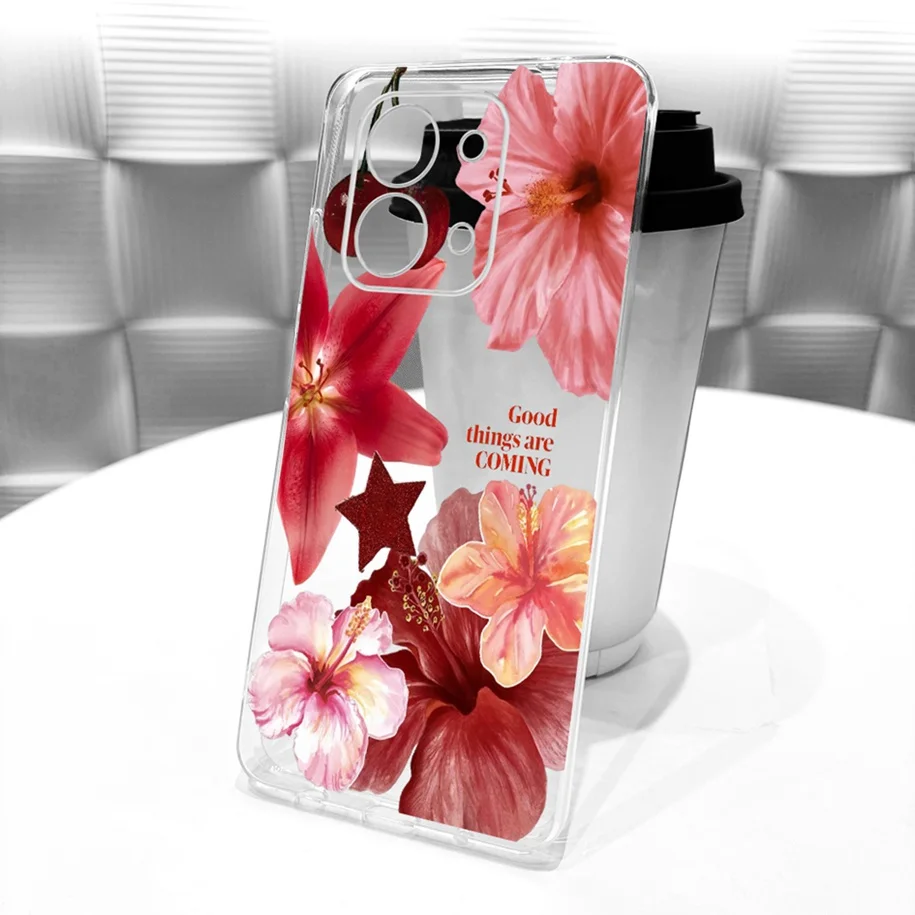 샤오미 레드미 15C 5G 2025 케이스 패션 플라워 보우 소프트 실리콘 클리어 백 커버 샤오미 포코 C85 5G 레드미15C 173MM 범퍼