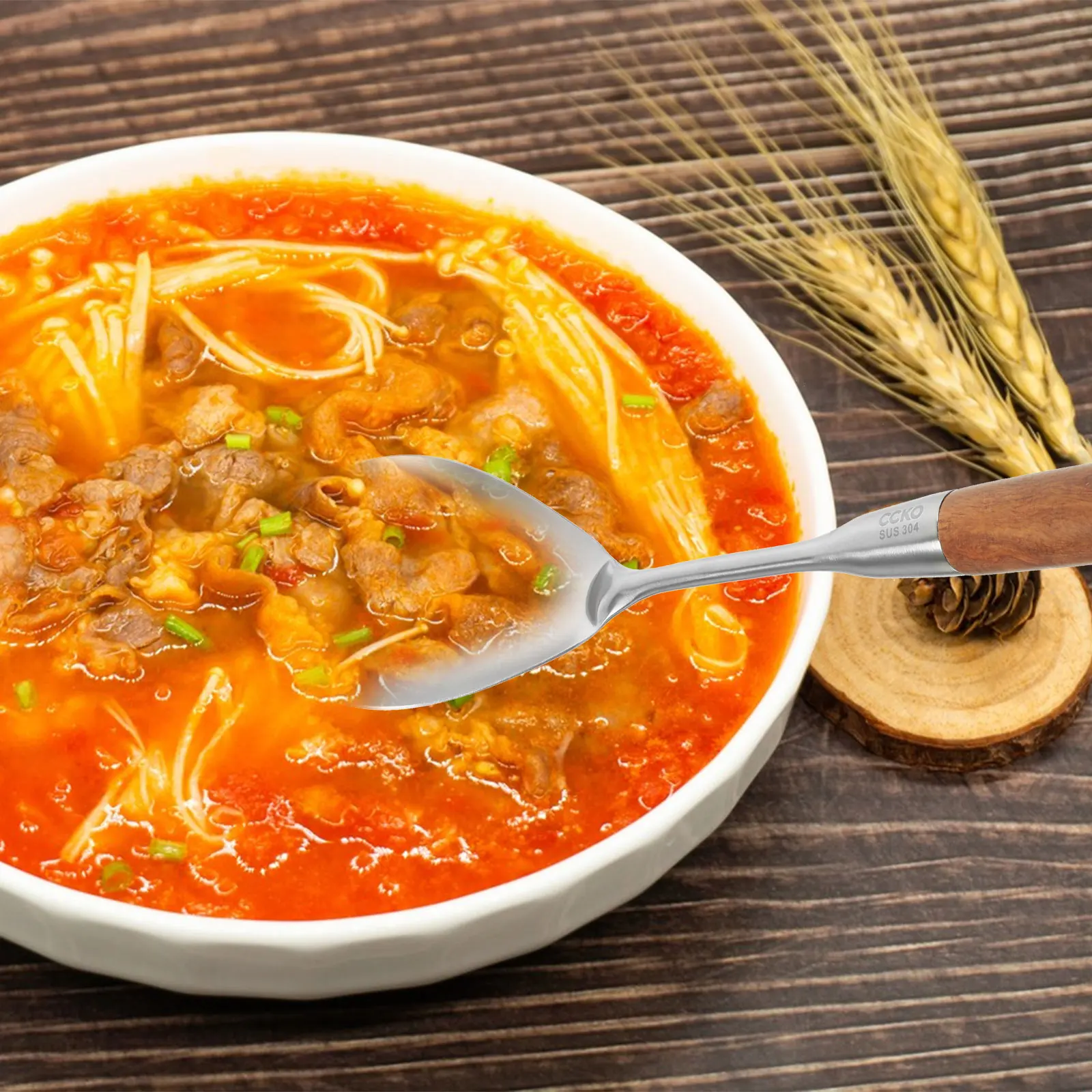 

Ложка для риса из нержавеющей стали, кухонная ложка, кухонные аксессуары, компактная многоразовая безопасная лопатка для риса, бытовая ложка