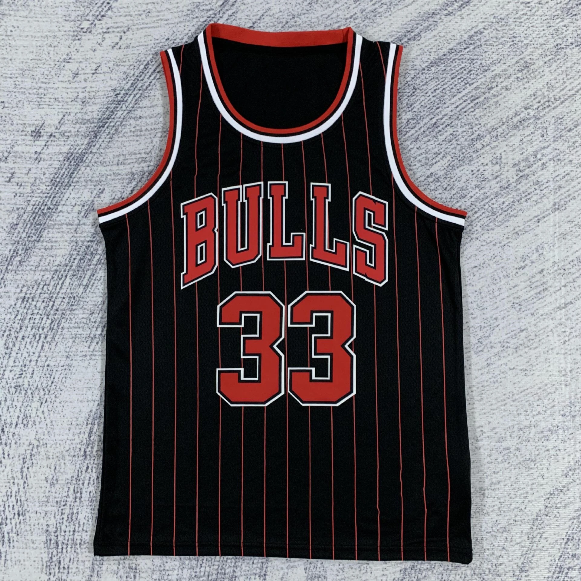 New Arrival Men\'s Vest USA Basketball Black Stripe Vintage Jersey 23 Jordan 1 Rose 8 LaVine 33 Pippen Jersey Street Sports Tops