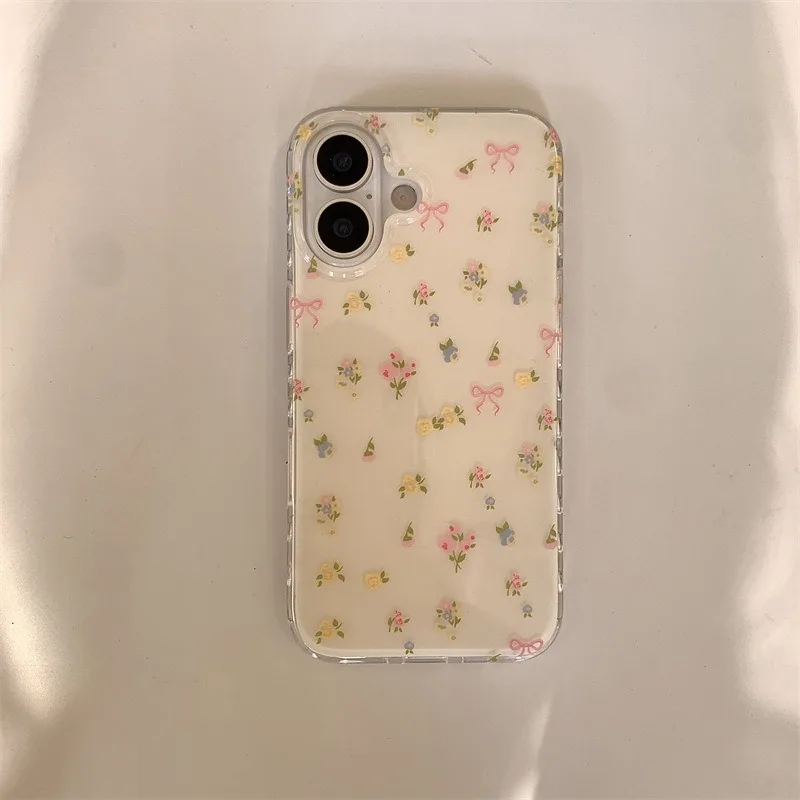 Pink Yellow Small Floral Phone Case For Iphone 16Pro 16ProMax 13 14 15 16 Pro Max 13ProMax 15Pro 14Pro Cases Cover Fundas 2025
