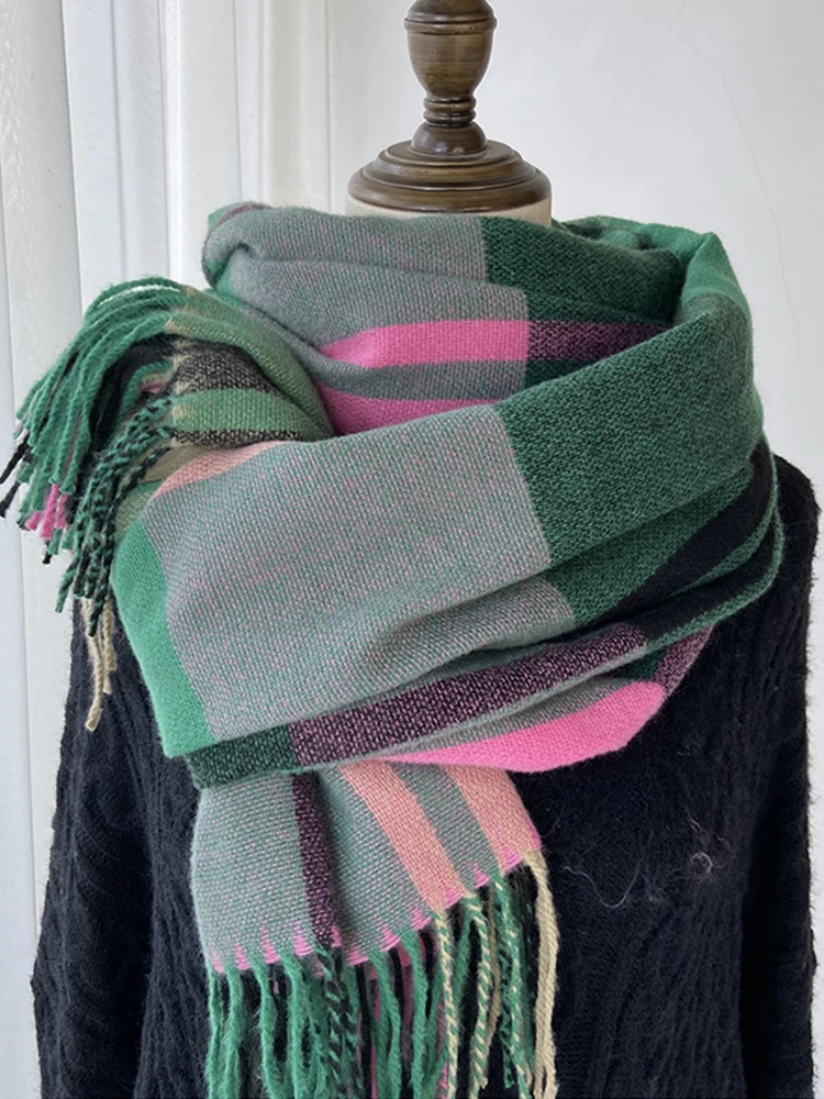 New Fashion Vintage Scarf Headscarf Winter Women Ladies Men Preppy Plaid Tassel Scarve Warm Pashmina Mujer Femme Male Wrap Shawl