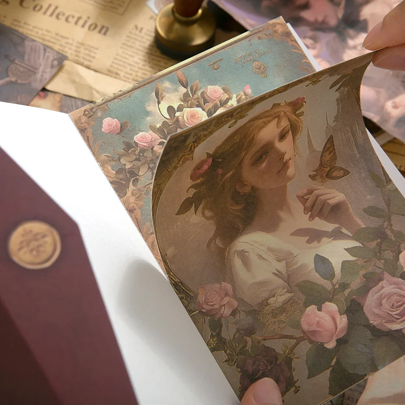 Mr. Paper, 120pcs，Retro Flower Girl Theme Base Decoration Landscape Material Paper, Scrapbook Notebook Diary Decoration Material