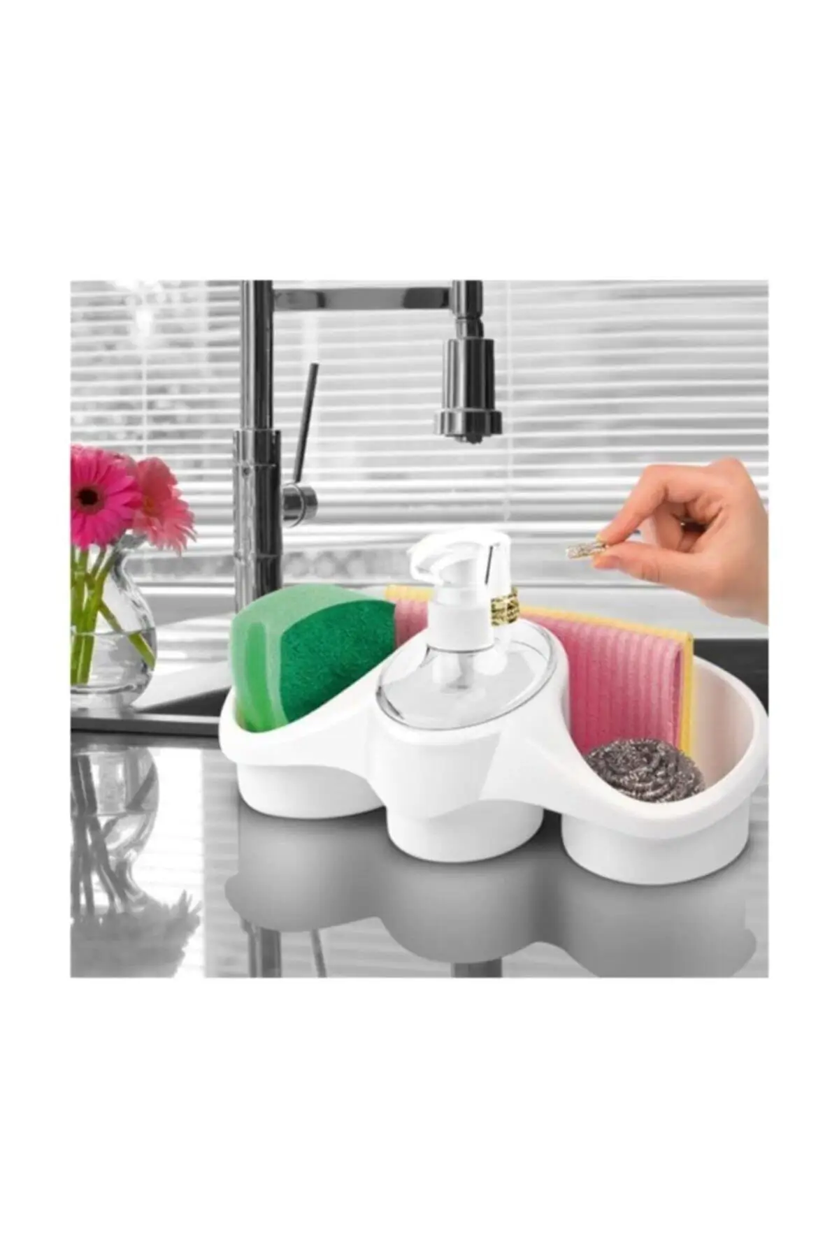 Sponge Holder with Detergent Tank Dish Sponge Kitchen Utensils Easy Use