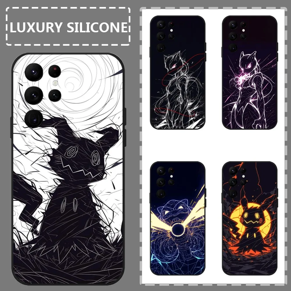 

Mimikyu Mewtwo Pikachu Phone Case For Samsung Galaxy S24 Ultra S22 S23 Ultra S21 S20 5G Protective Silicone TPU Funda